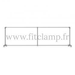 Upright display frame for tension banner on aluminium tubular structure.