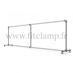 Upright display frame for tension banner on aluminium tubular structure. With tube of reinforcement. FitClamp.