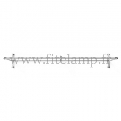 Upright display frame for tension banner on aluminium tubular structure.