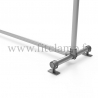 Upright display frame for tension banner on aluminium tubular structure. Foot tube clamp fitting 143