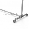 Upright display frame for tension banner on aluminium tubular structure. Foot tube clamp fitting 125