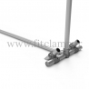 Upright display frame for tension banner on aluminium tubular structure. With ground peg.