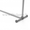 Upright display frame for tension banner on aluminium tubular structure. Foot tube clamp fitting 179