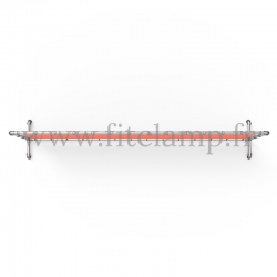 Upright display frame with tension banner on aluminium tubular structure. Easy to install.