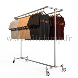 Tubular structure double-width clothes rail. You’ll love its practicality, sturdiness and ability to fit into any setting.