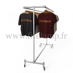 Porte-vêtements double largeur en structure tubulaire acier galvanisé. En situation 4. FitClamp