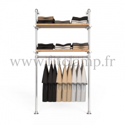 Single-width shelving with hanging wardrobe. B34 Tubular structure. Easy to install. FitClamp
