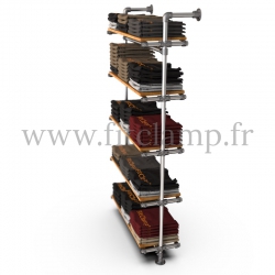 Single-width 5-level shelving with hanging wardrobe. Tubular structure. Quick and easy assembly with an Allen key (provided).