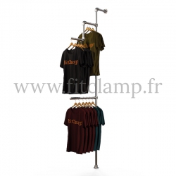 Tubular structure solo wall-mounted clothes rail. Easy to install. FitClamp