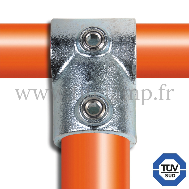 Conector tubular 101: T corto compatible con 2 tubos para montaje tubular. FitClamp