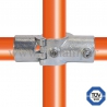 Conector tubular 119A: Cruz 90° bis compatible con 3 tubos para montaje tubular. FitClamp. con doble protección de galvanizado