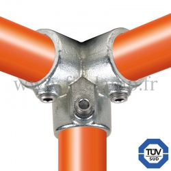 Conector tubular 128: Codo 90° tipo esquinero compatible con 3 tubos para montaje tubular. FitClamp