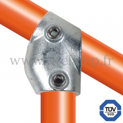 Conector tubular 129: T corto 30°-60° compatible con 2 tubos para montaje tubular. FitClamp.