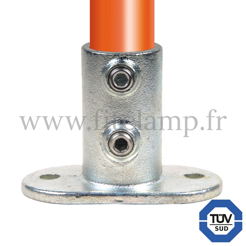 Conector tubular 132: Base con pletina alargada para montaje tubular. FitClamp