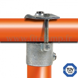 Rohrverbinder 135: Kurzes offenes T-Stück geeignet für 2 Rohre für Rohrkonstruktion. FitClamp.