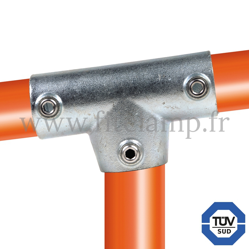 Conector tubular 155: T largo inclinado 0°-11° para montaje tubular