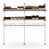 Double-width shelving with hanging wardrobe. Tubular structure. Quick and easy assembly with an Allen key (provided). FitClamp