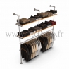 Double-width shelving with hanging wardrobe. Tubular structure. Easy to install. FitClamp