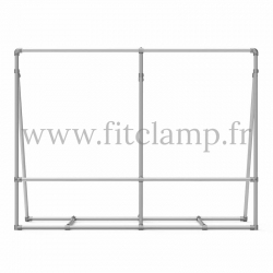 Cadre d’affichage mobile pour bâche tendue en structure tubulaire. Face avant