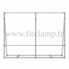 Mobile display frame for tension banner on aluminium tubular structure. Easy to install.