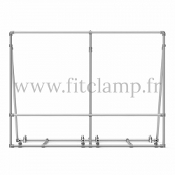 Cadre d’affichage mobile pour bâche tendue en structure tubulaire. Assemblage tubulaire face avant