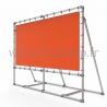 Mobile display frame with tension banner on aluminium tubular structure. Easy to install. FitClamp.