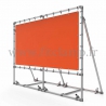 Mobile display frame with tension banner on aluminium tubular structure. With ground peg.