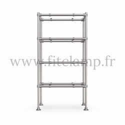 C42 Tubular single upright shelving unit. Upfront