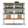 Etagère droite double en structure tubulaire C42 en acier galvanisé. 4 niveaux avec 2 aquariums. FitClamp