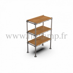 Tubular single upright shelving unit. Tubular structure. 3 levels