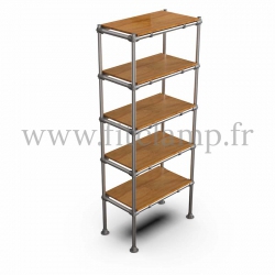 C42 Tubular single upright shelving unit. 5 levels