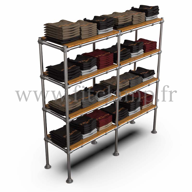 Tubular double upright shelving unit. Tubular structure. FitClamp