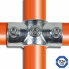 Tube clamp fitting 119: Two socket cross, compatible for use with 3 tubes, for tubular structures. FitClamp