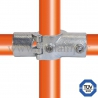 Tube clamp fitting 119A for tubular structures: Two socket cross (a), compatible for use with 3 tubes. FitClamp.