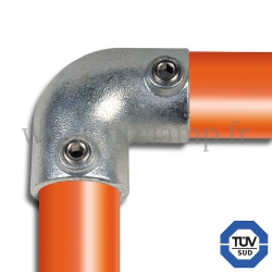 Conector tubular 125: Codo 90° compatible con 2 tubos para montaje tubular. FitClamp. con doble protección de galvanizado