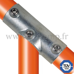 Conector tubular 127: T largo inclinado. Compatible: 3 tubos. Realice fácilmente su montaje tubular. FitClamp