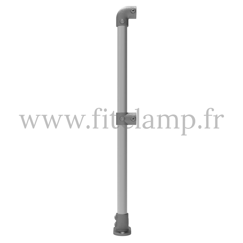 Poteau barrière départ pour sol plat 0° en structure tubulaire. FitClamp