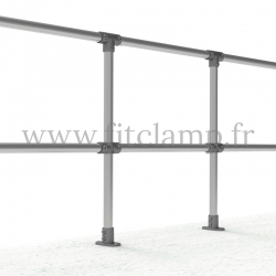 Poste de barandilla Extensión D48 - Suelo plano 0°. FitClamp