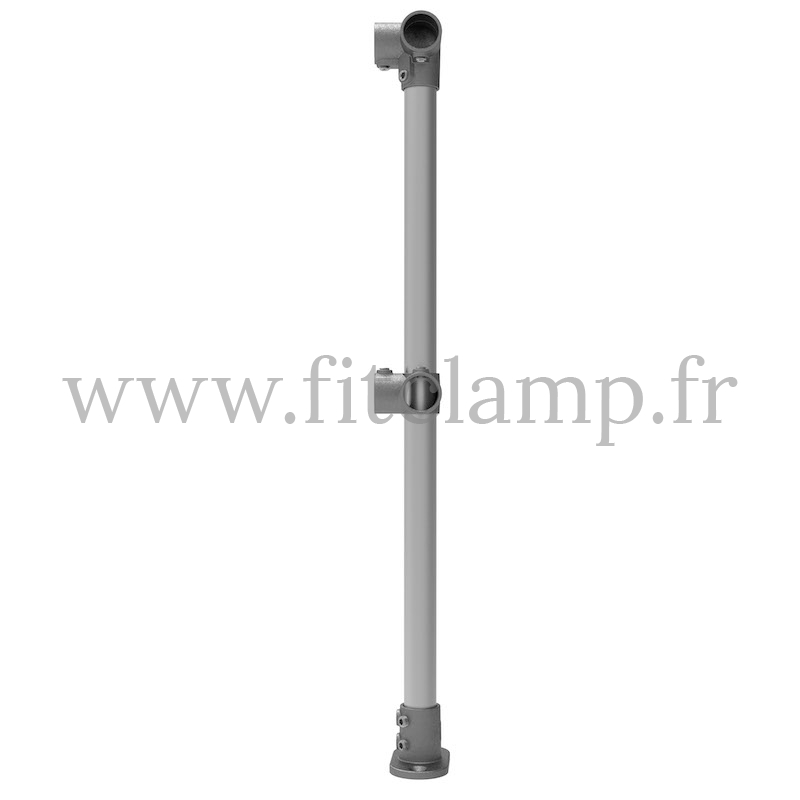 Tubular upright barrier post - Angled: D48 Tubular structure. FitClamp