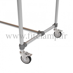 Table standard en structure tubulaire C42 acier galvanise - Piètement roulette. FitClamp