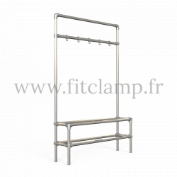 Meuble d'entrée flat en structure tubulaire. Tube acier galvanisé B34. FitClamp
