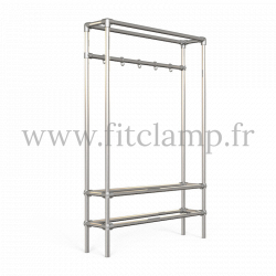 Meuble d'entrée en structure tubulaire. Tube acier galvanise B34. Facile à monter. FitCalmp