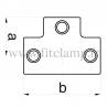 Raccord tubulaire noir T long (104) pour un assemblage tubulaire. Compatible pour fixer 3 tubes. Dessin technique. FitClamp