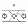 Raccord tubulaire Croix (119) pour un assemblage tubulaire.  Compatible pour fixer 3 tubes. FitClamp. Dessin technique. FitClamp