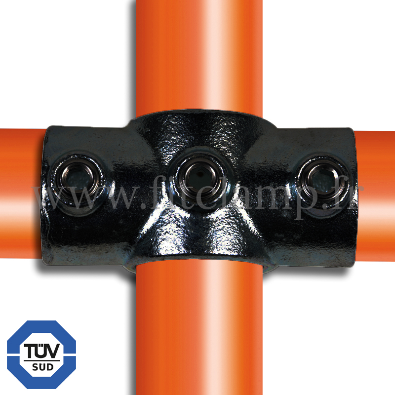 Raccord tubulaire noir Croix (119) pour un assemblage tubulaire. FitClamp