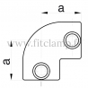 black Tube clamp fitting 125 for tubular structures: 2-way elbow 90° clamp, compatible for use with 2 tubes.
