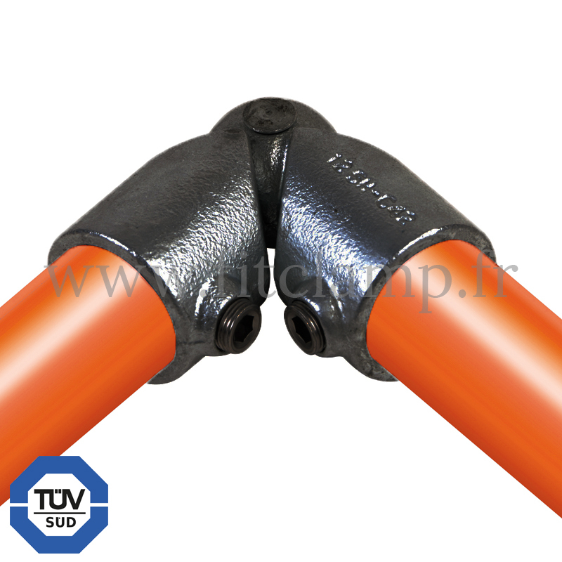 Conector tubular negro 125H: Codo giratorio compatible con 2 tubos para montaje tubular. FitClamp
