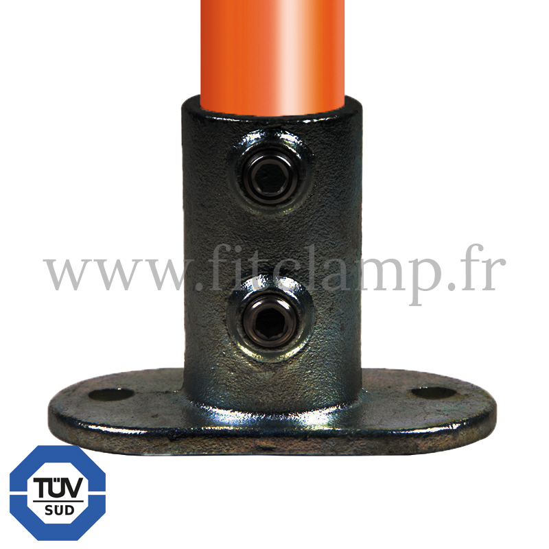 Raccord tubulaire noir Piètement avec platine oblong (132) pour un assemblage tubulaire. FitClamp