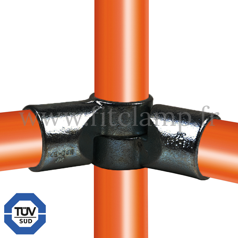 black tube clamp fitting 148 for tubular structures: Short swivel tee. Easy to install. FitClamp