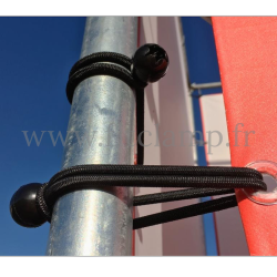 Tendeur boucle élastique avec boule. Longueur 18 cm. FitClamp. Photo installation